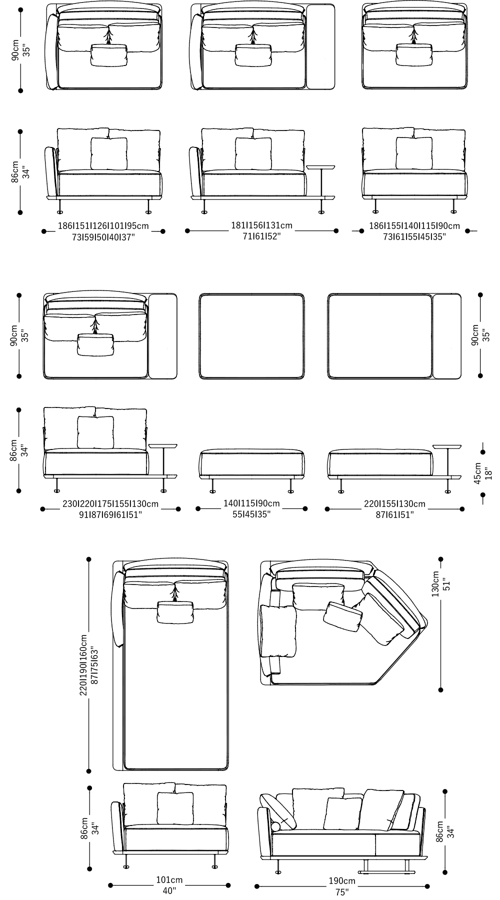 Imagem das dimensões completas do produto